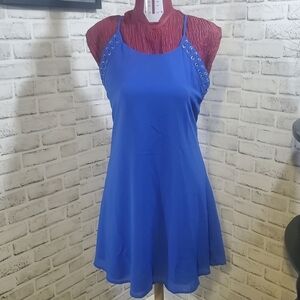 Naked Zebra Navy Blue Strappy Dress with Beautiful Design on Back. Size M